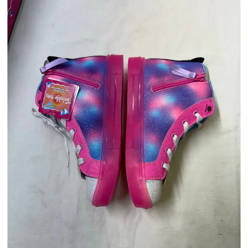 Skechers  Girls Light-Up Shoes Size 3 Pink Multicolor Glitter High Top NWT